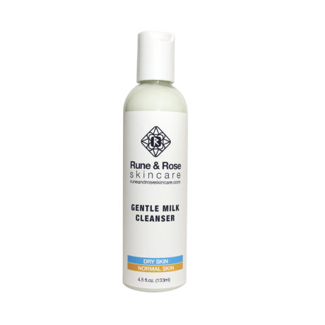 133ml full size Gentle Milk Cleanser bottle by Rune and Rose Skincare