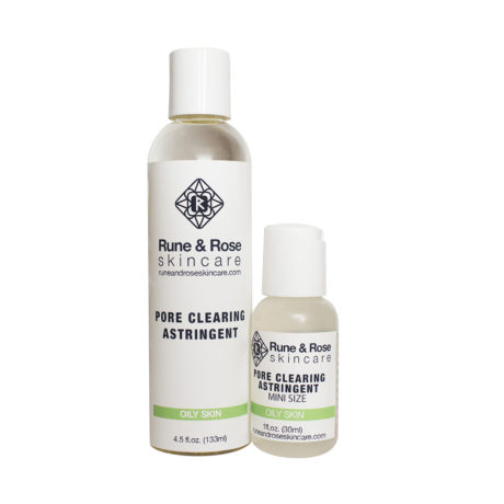 Full size and mini size Pore Clearing Astringent bottles by Rune and Rose skincare